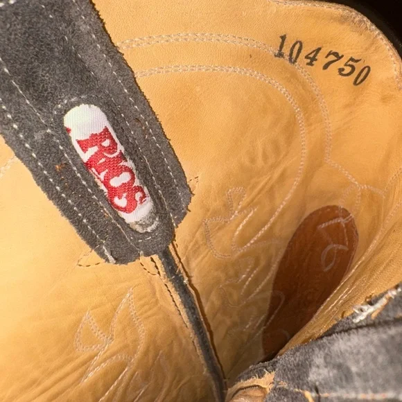 Rios of Mercedes Men's Cowboy Boots Grey Suede Leather size 8 Western - Picture 10 of 10